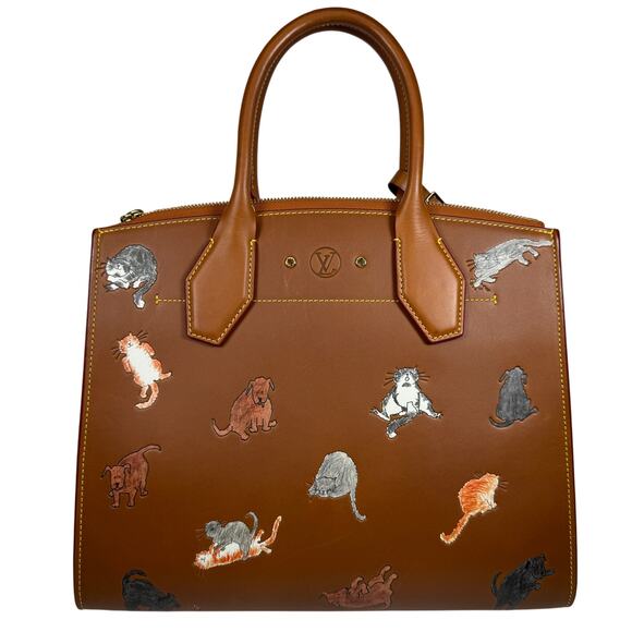 Louis Vuitton Catogram City Steamer bag MM cat tote Grace Coddington Rare L V - Picture 2 of 14
